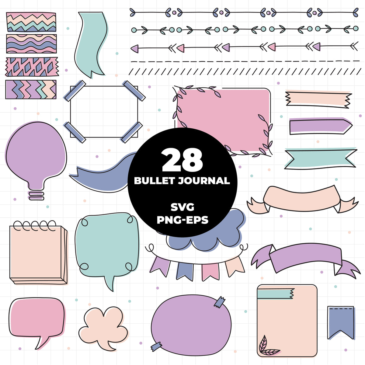 Jernel Svg COD993 Bullet journal svg, bujo clipart, Notes Clipart, school Clipart ...
