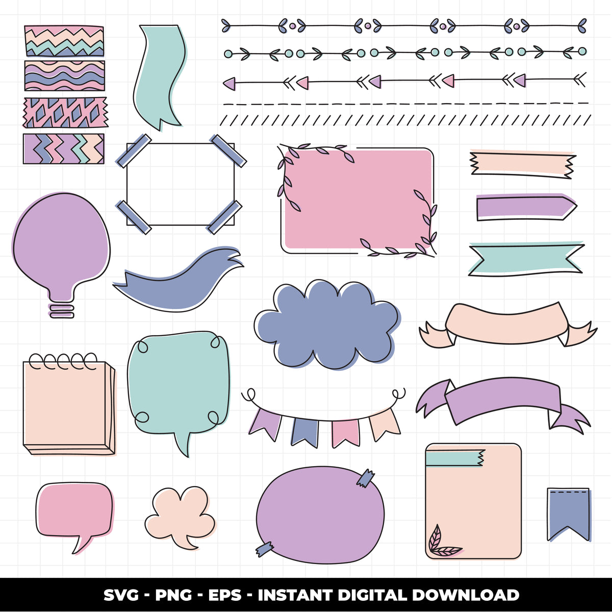 Jernel Svg COD993 Bullet journal svg, bujo clipart, Notes Clipart, school Clipart ...